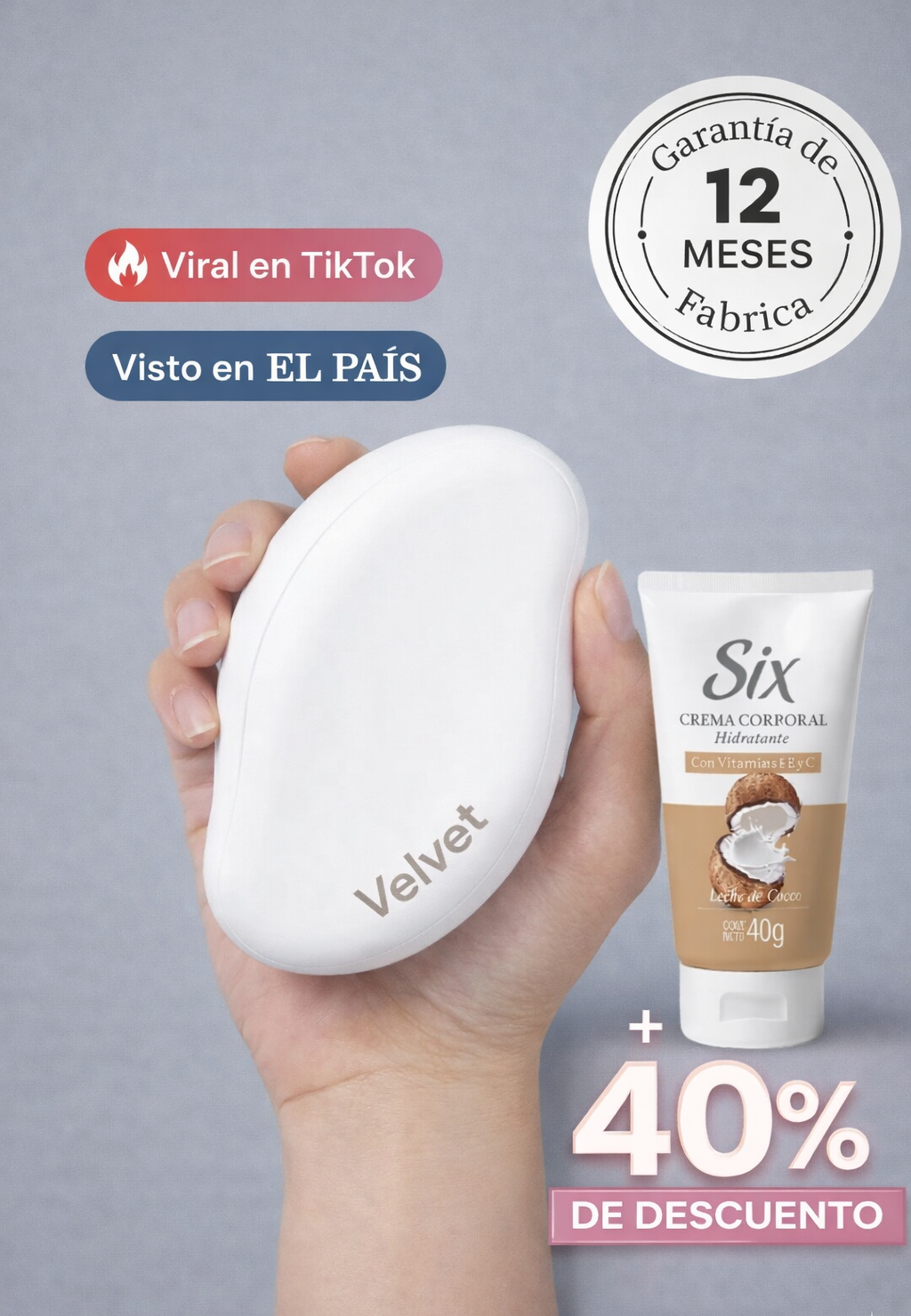 Borrador de vello - Depilación Sin Dolor+ crema corporal hidratante de regalo